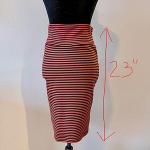 LuLaRoe Orange and Black Striped Pencil Skirt